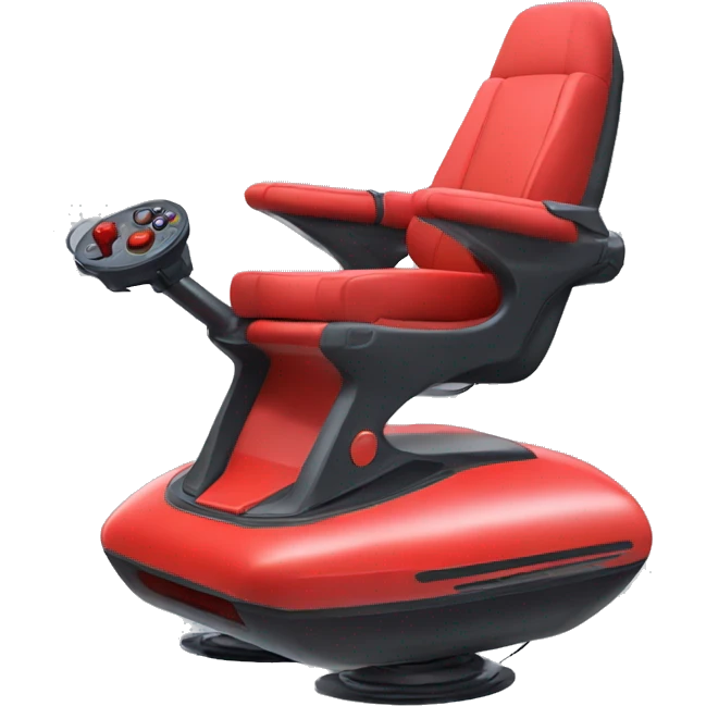 Sleek red hoverchair of the future with a joystick for steering emoji