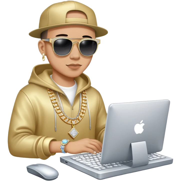 hip hop programmer with bling, sunglasses and computer emoji