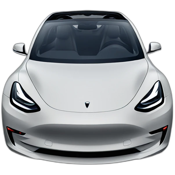 Hyper realistic, open top, black Tesla Model 3, front view emoji
