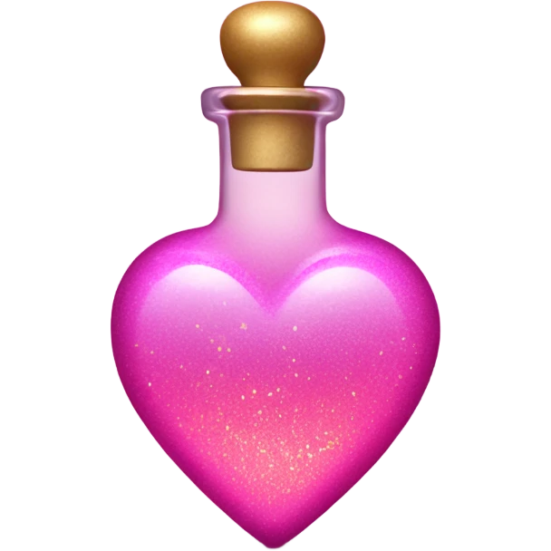 Pink ombre heart shaped potion bottle with liquid and glitter emoji