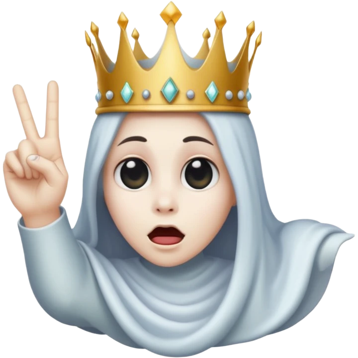 Fantasmas con una corona  sacando el dedo emoji