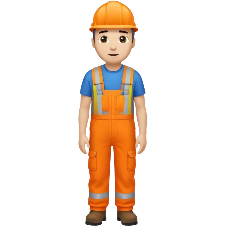engineer hi-vis orange overalls standing full body emoji