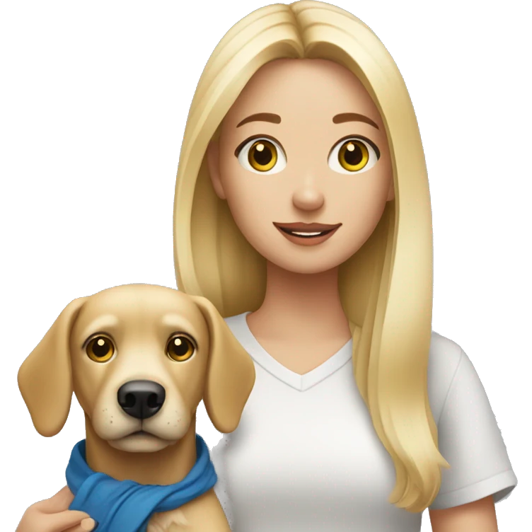 blonde girl with a dog emoji