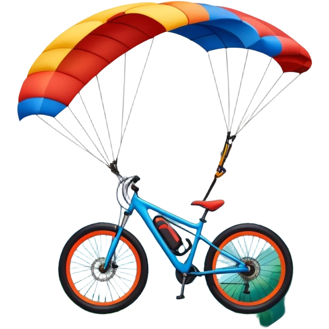 A bold, dynamic emblem combining elements of extreme sports like a mountain, a bike, and a parachute, all within a circular or shield-like shape. The design conveys speed, adventure, and adrenaline, with sharp lines and vibrant colors representing the thrill and intensity of extreme sports. emoji