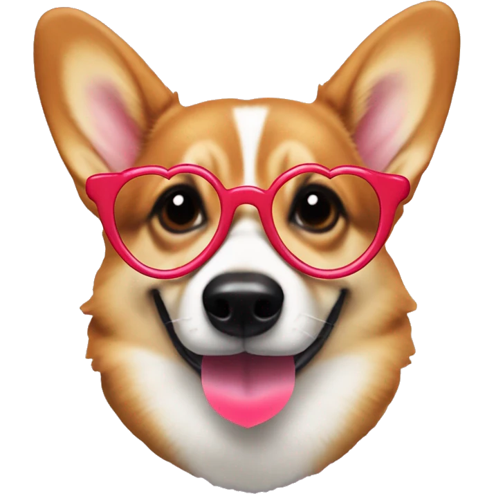 Corgi with heart shaped glasses, eating a watermelon. emoji