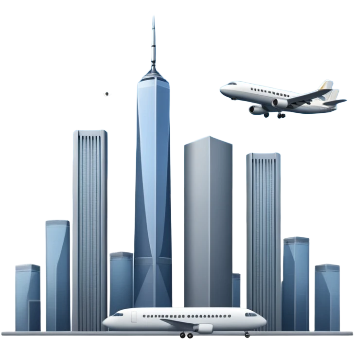 the twin towersw with an airplane  emoji