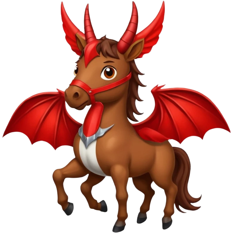 horse with horns and red bat wings emoji