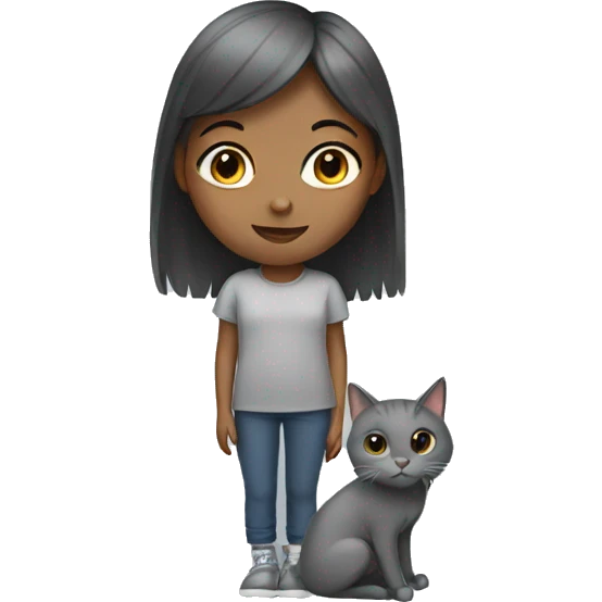 Girl with grey cat emoji