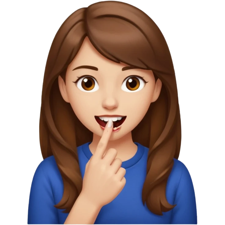 Une fille brune et blanche qui se mord l'ongle avec ses dents comme si elle draguait qqn emoji