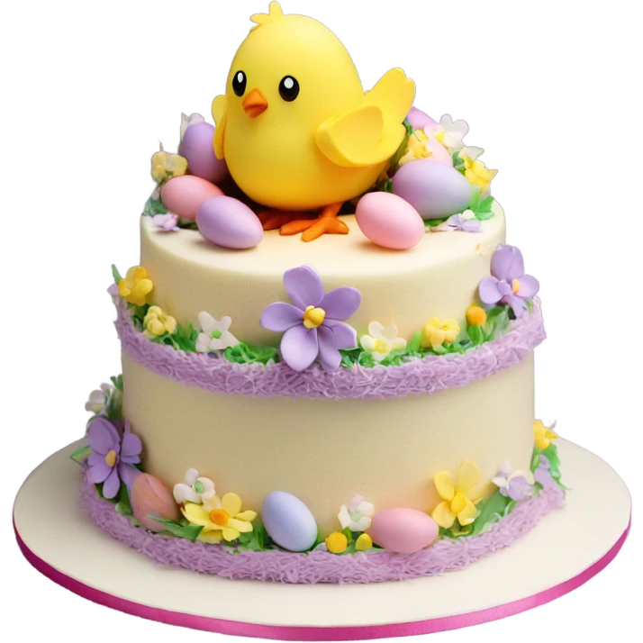 beautifully decorated 2 tier Easter chick cake emoji