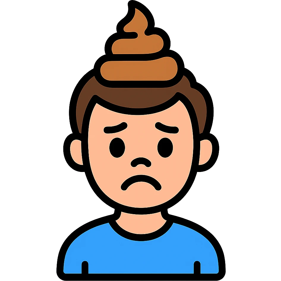 cartoon icon of a man with poop on his head emoji