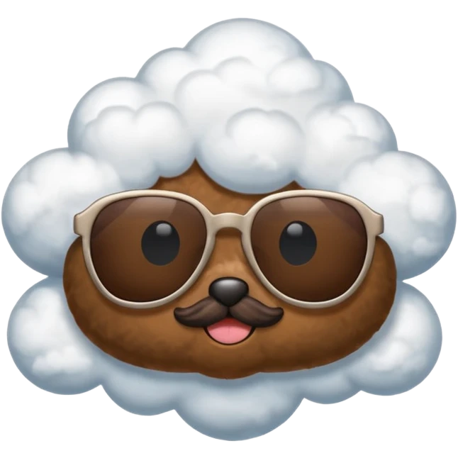 Poopy with sunglasses and clouds on the side emoji