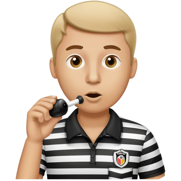 referee in black and white striped shirt blowing a whistle emoji