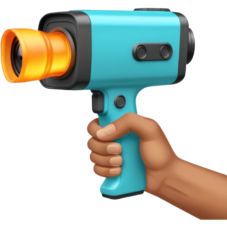 A hand with a thermal camera effect, cyan color emoji