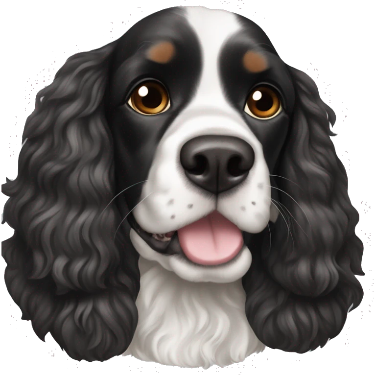 A English  black and white cocker spaniel with brown eye brows emoji
