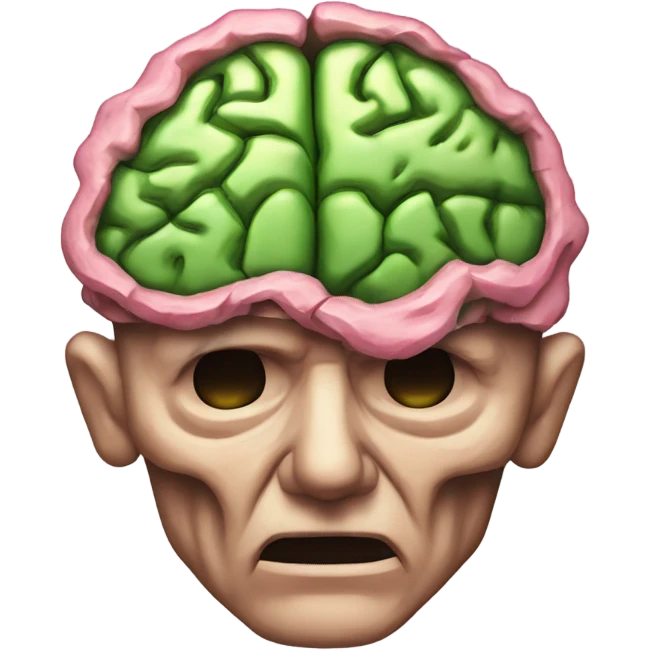 old, rotting, shriveling, dried up, green and pink, brain emoji emoji