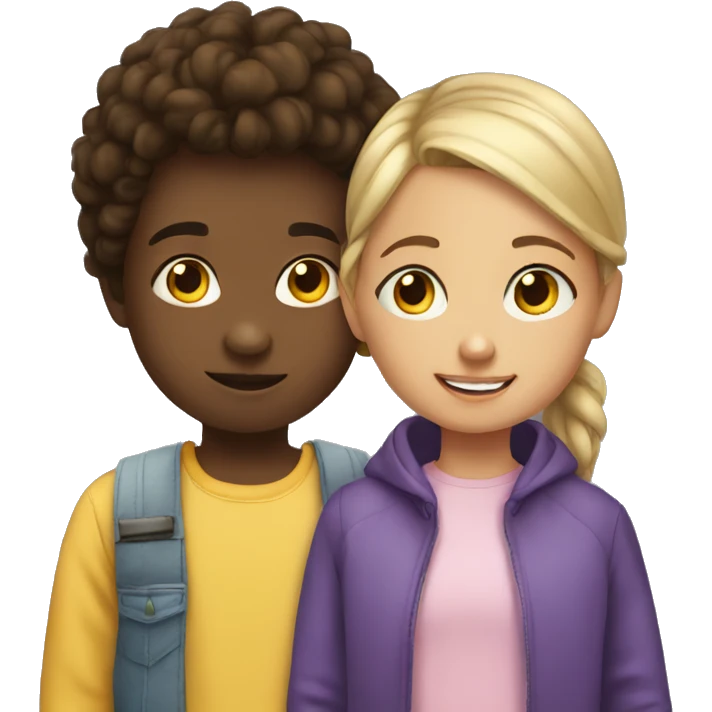 girl with her little brother  emoji