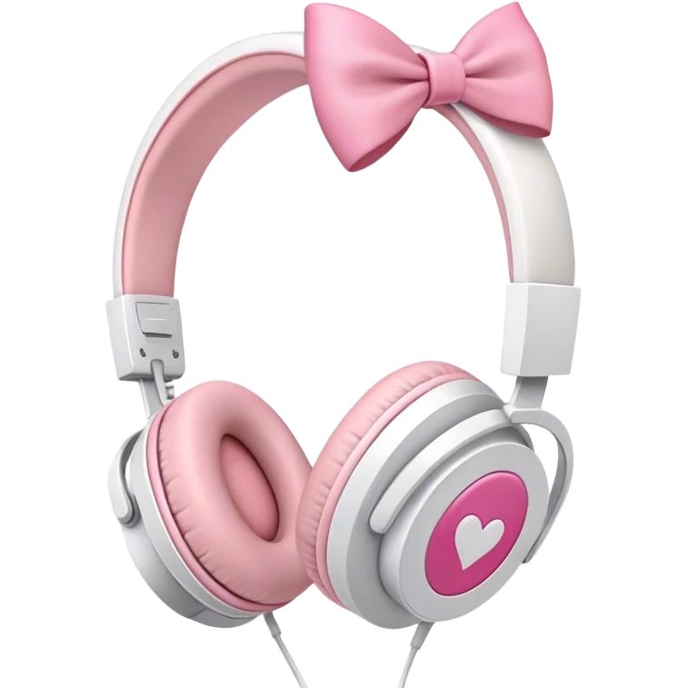 White headphones with pink bow emoji