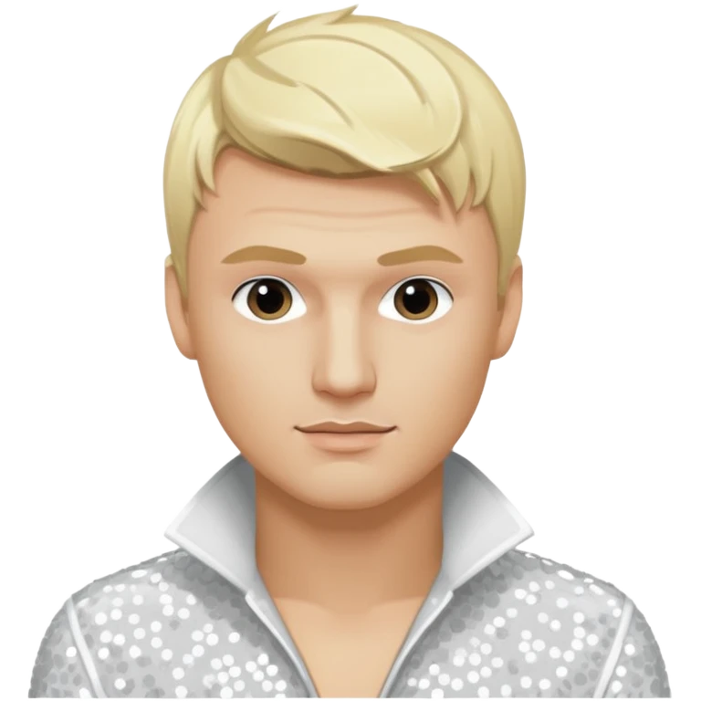 Nick Carter from Backstreet Boys with blonde hair, white sequin outfit emoji
