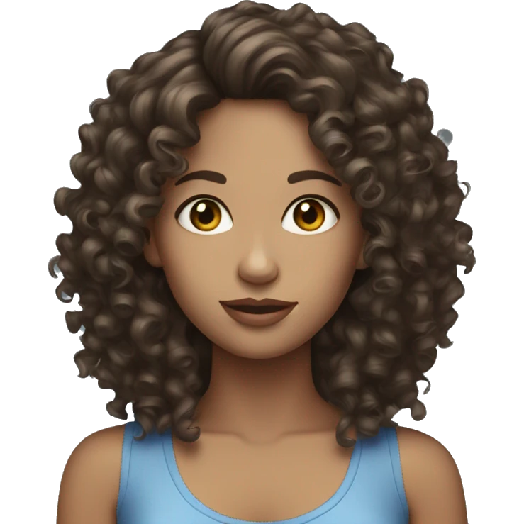 Curly hair brunette with blue eyes emoji