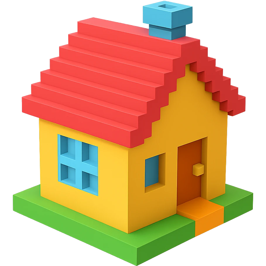 A voxel-style house. emoji