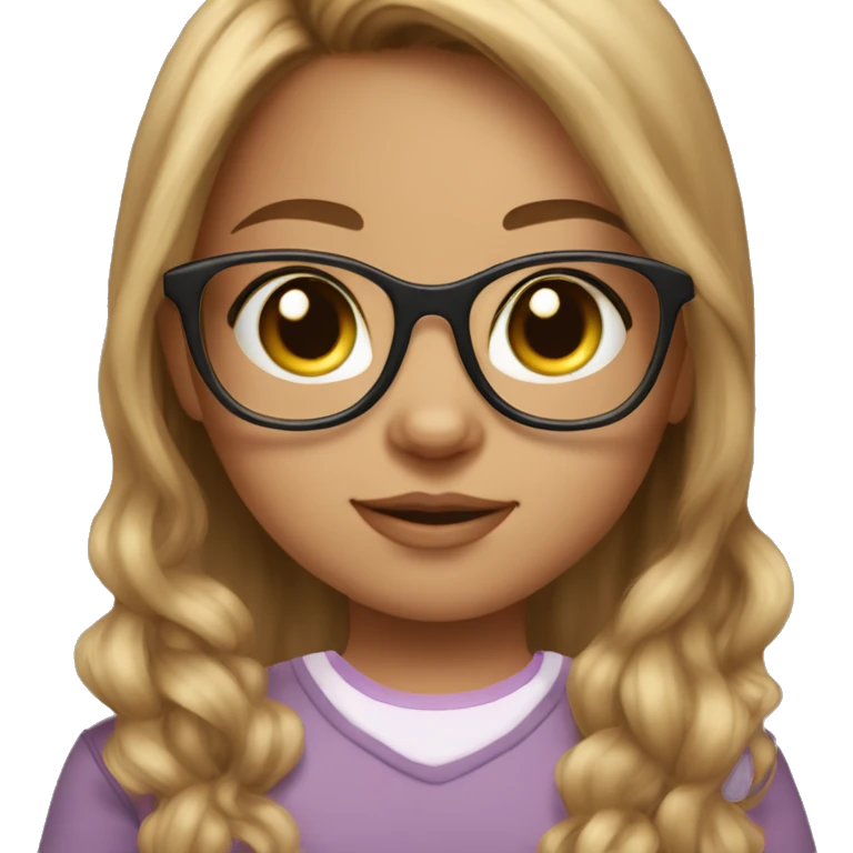 girl with brown hair blonde highlights and cat eye glasses with baby girl emoji