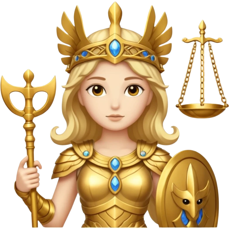 athena goddess, with scales of justice emoji