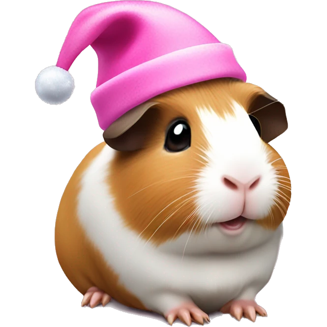 a guinea pig wearing a pink Christmas hat￼  emoji