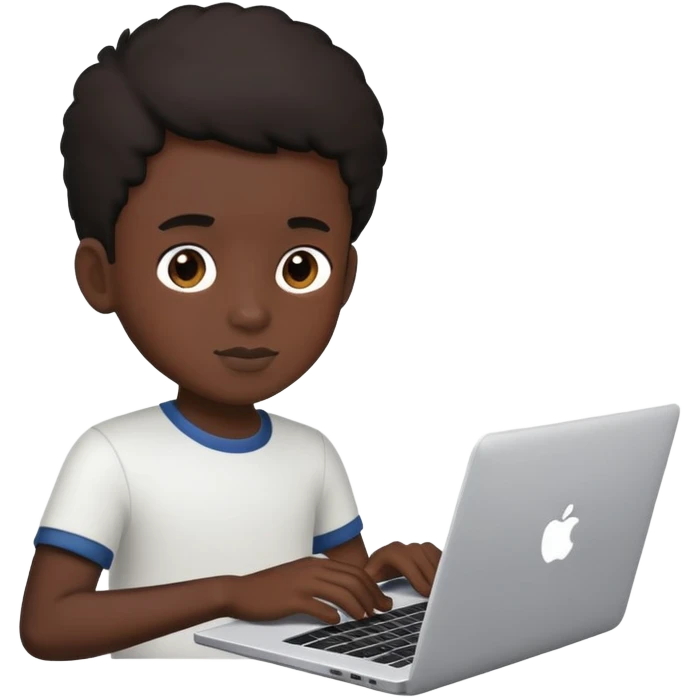 Boy with laptop black skin tone emoji