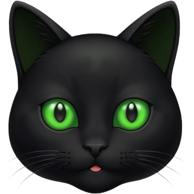 Small black cat with green eyes emoji