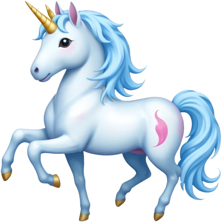 Full boda unicorn happy with hair skyblue emoji