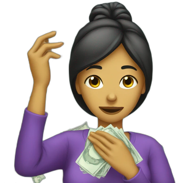 woman wiping tears with dollar bills emoji