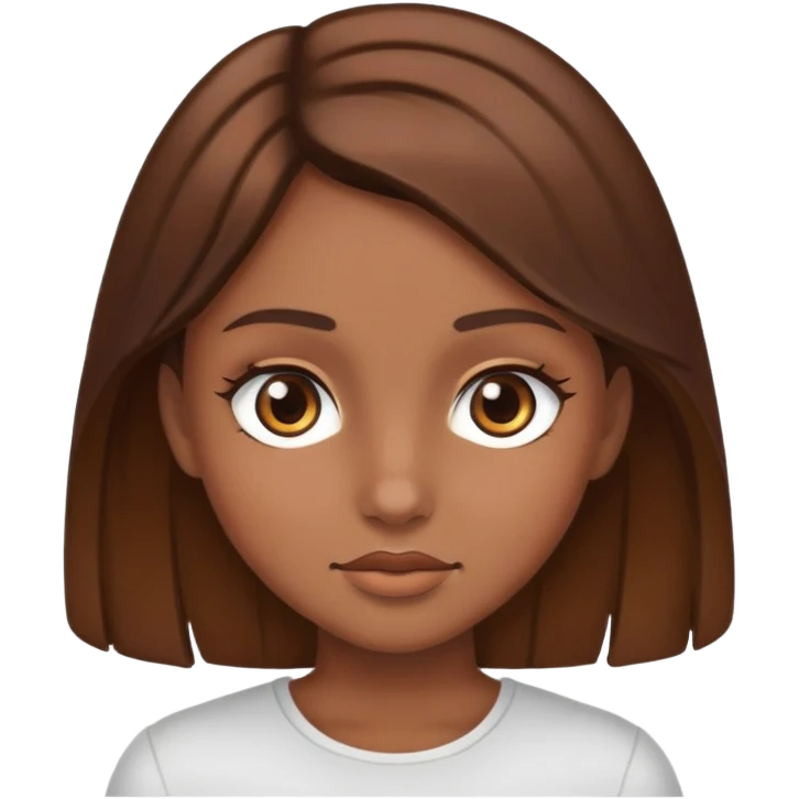 girl with brown hair brown eyes and a bronze face  emoji