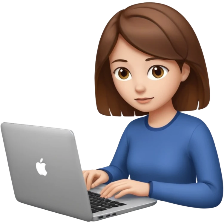 woman with brown hair using laptop emoji