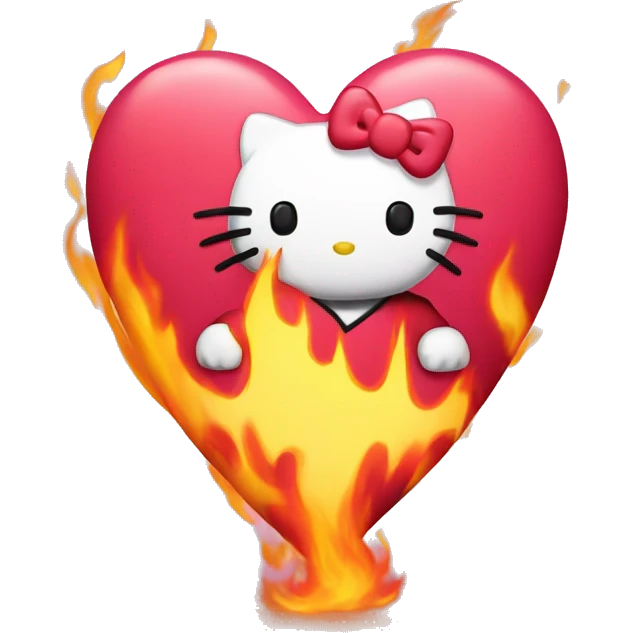 hello kitty heart with fire emoji