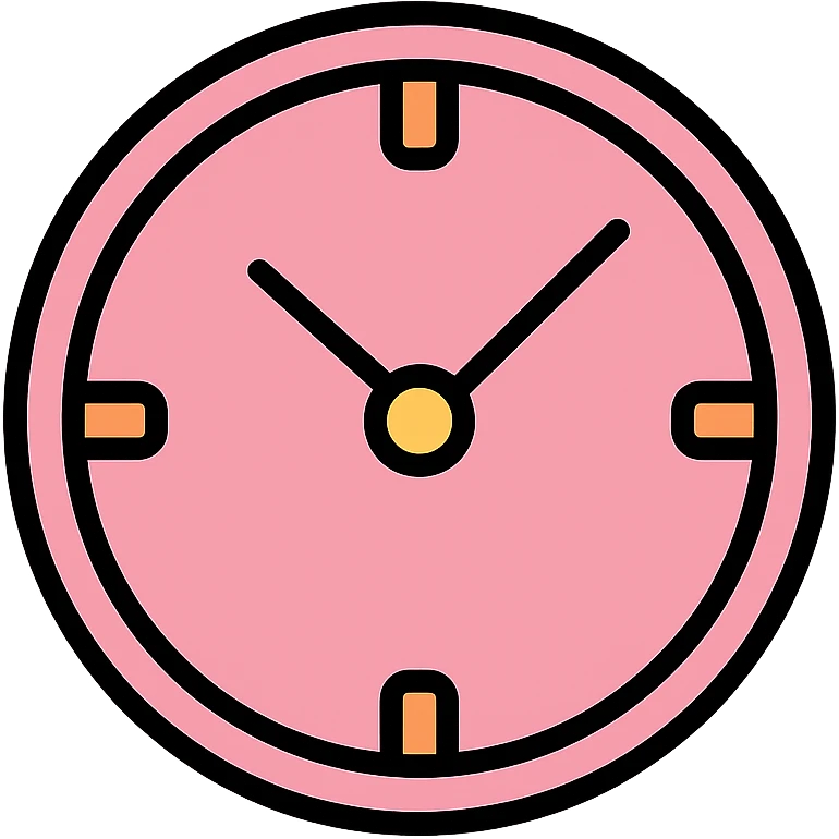 pink clock, simple and clear, no numbers, modern style emoji