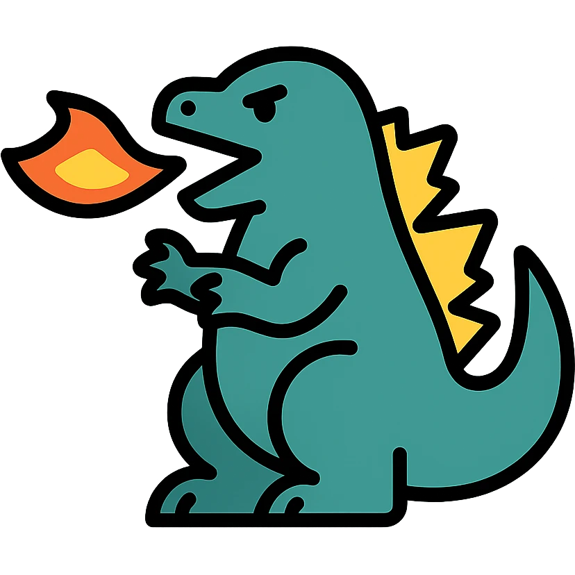 Godzilla breathing fire emoji