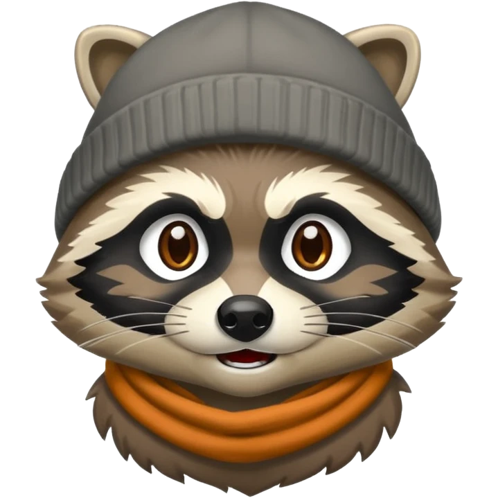 Angry Raccoon bandit with beanie hat emoji