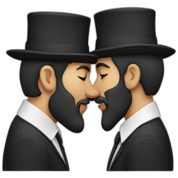 two Orthodox Jews kissing each other emoji
