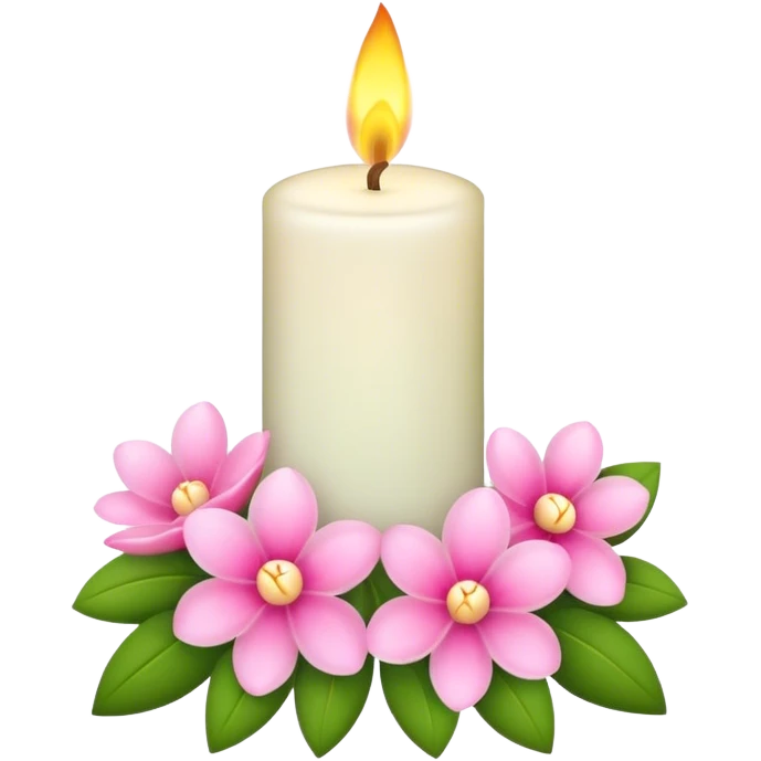 Spring candle with pink flowers  emoji