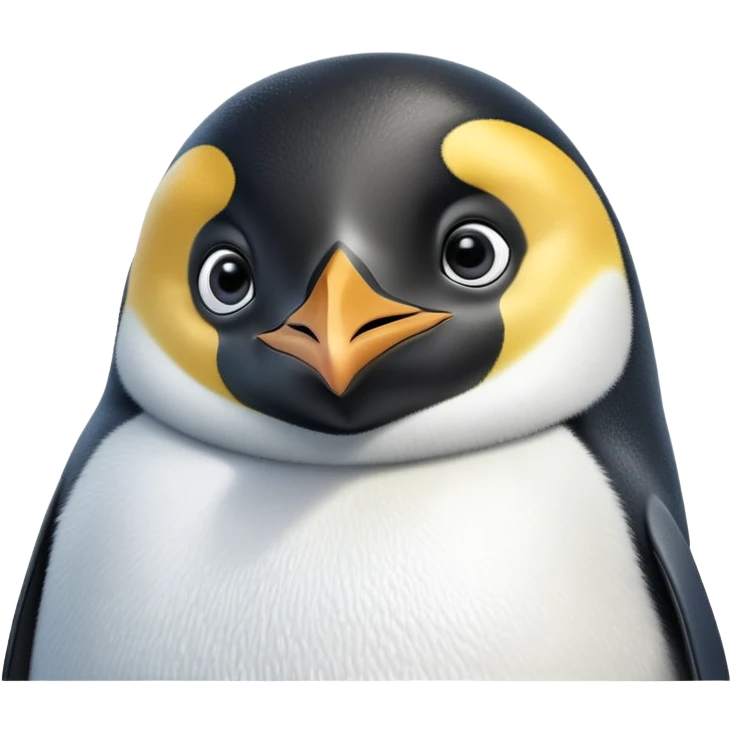 cinematic-adult-emperor-penguin-portrait-emoji,-head-tilted-playfully-and-inquisitively,-with-glossy,-pristine-plumage,-sparkling-eyes-filled-with-curiosity,-simplified-yet-irresistibly-adorable-features, black, large black eyes face emoji