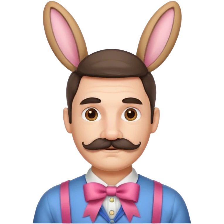 Rabbit ears, two ribbons, man with mustache  emoji
