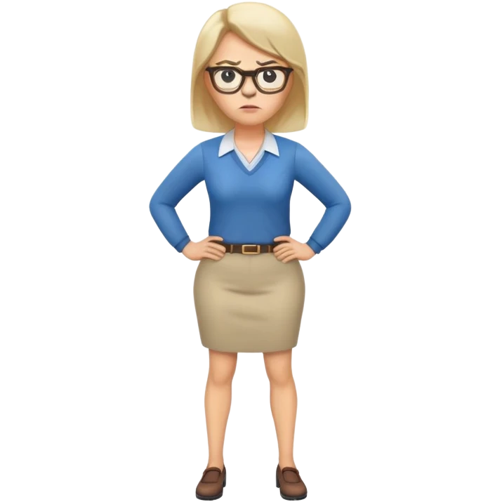 full body angry female teacher with hands on hips emoji