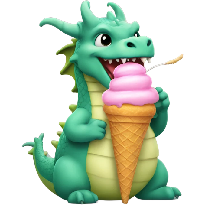 Fat dragon licking ice cream cone emoji