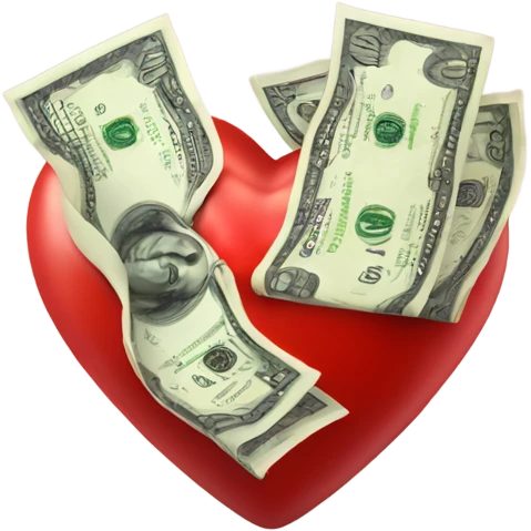 Red heart with money  emoji