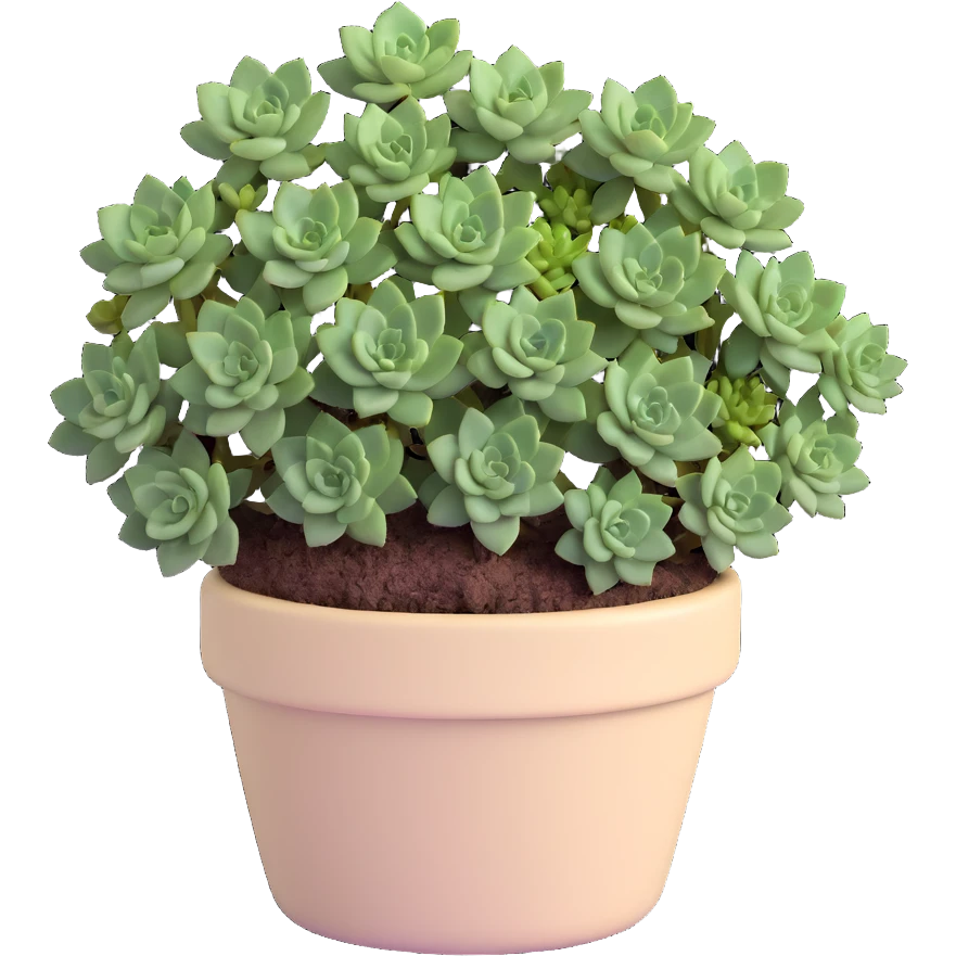 Sedum Pachyphyllum succulent with chubby blue-green leaves in a beige ceramic pot emoji