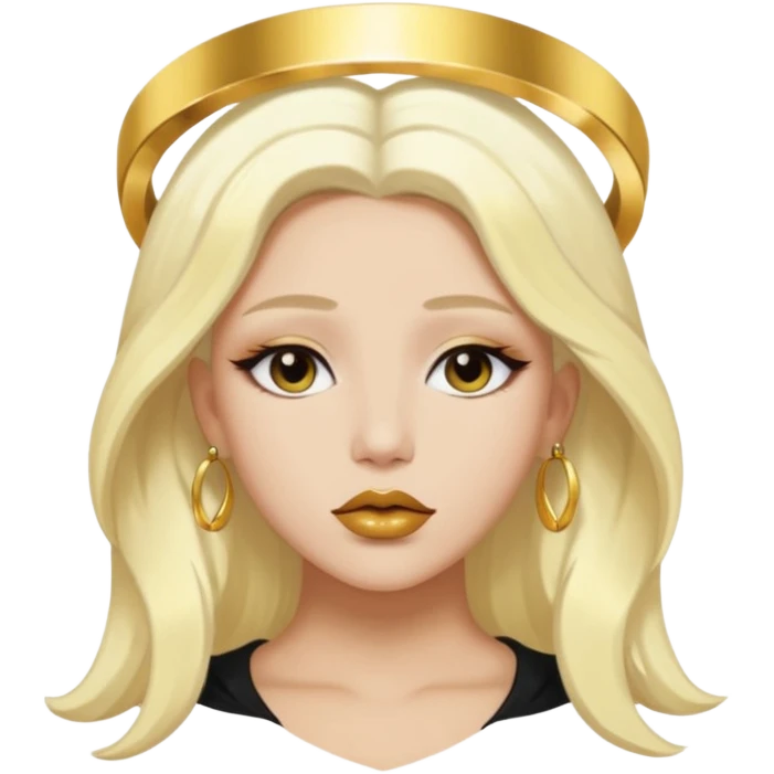 Rosalia (the singer) virgin. (Use lux album cover as reference). Hais bleached halo in hair and gold lips emoji