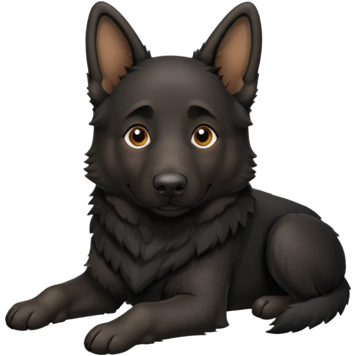 mostly black german shepherd lying on back emoji