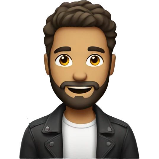 confident guy with beard with fun emoji