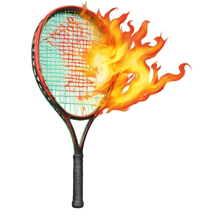 Tennis racquet with fire coming out of the back emoji